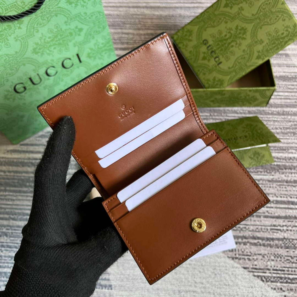 Gucci 723786 GG Matelass¨¦ Card Case Wallet Brown