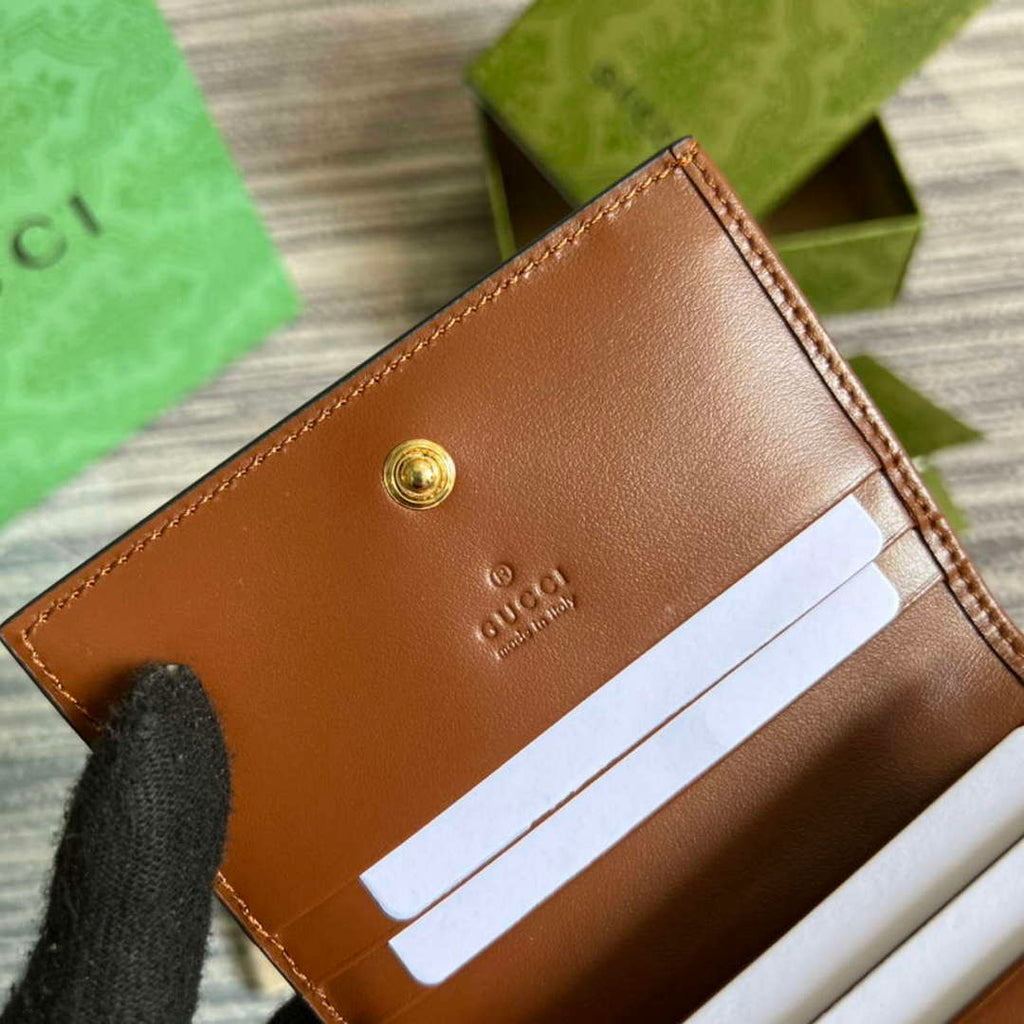 Gucci 723786 GG Matelass¨¦ Card Case Wallet Brown