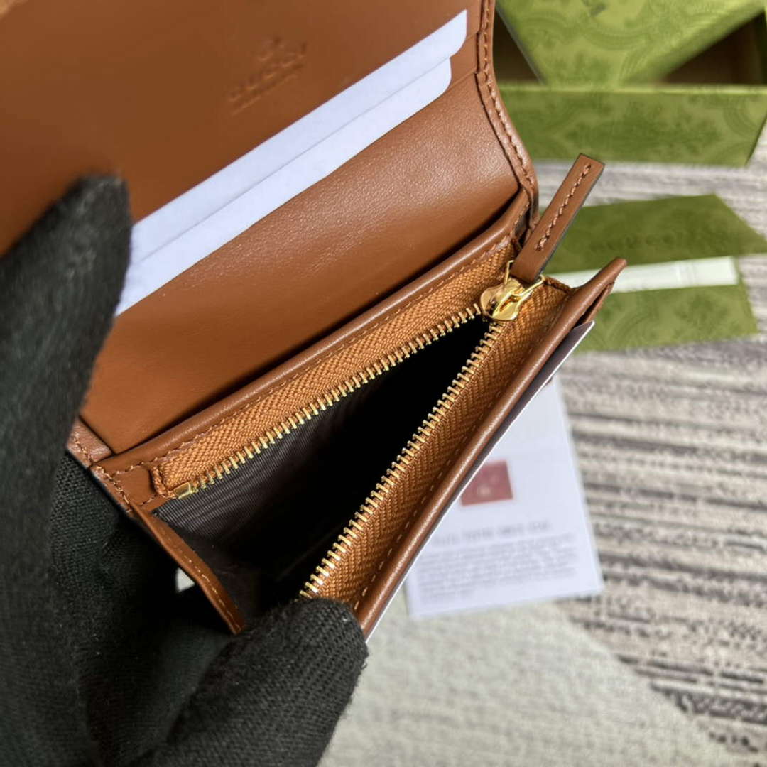 Gucci 723786 GG Matelass¨¦ Card Case Wallet Brown