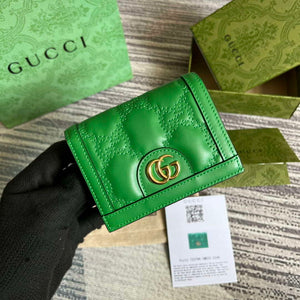 Gucci 723786 GG Matelass¨¦ Card Case Wallet Green - Default Title - View 1