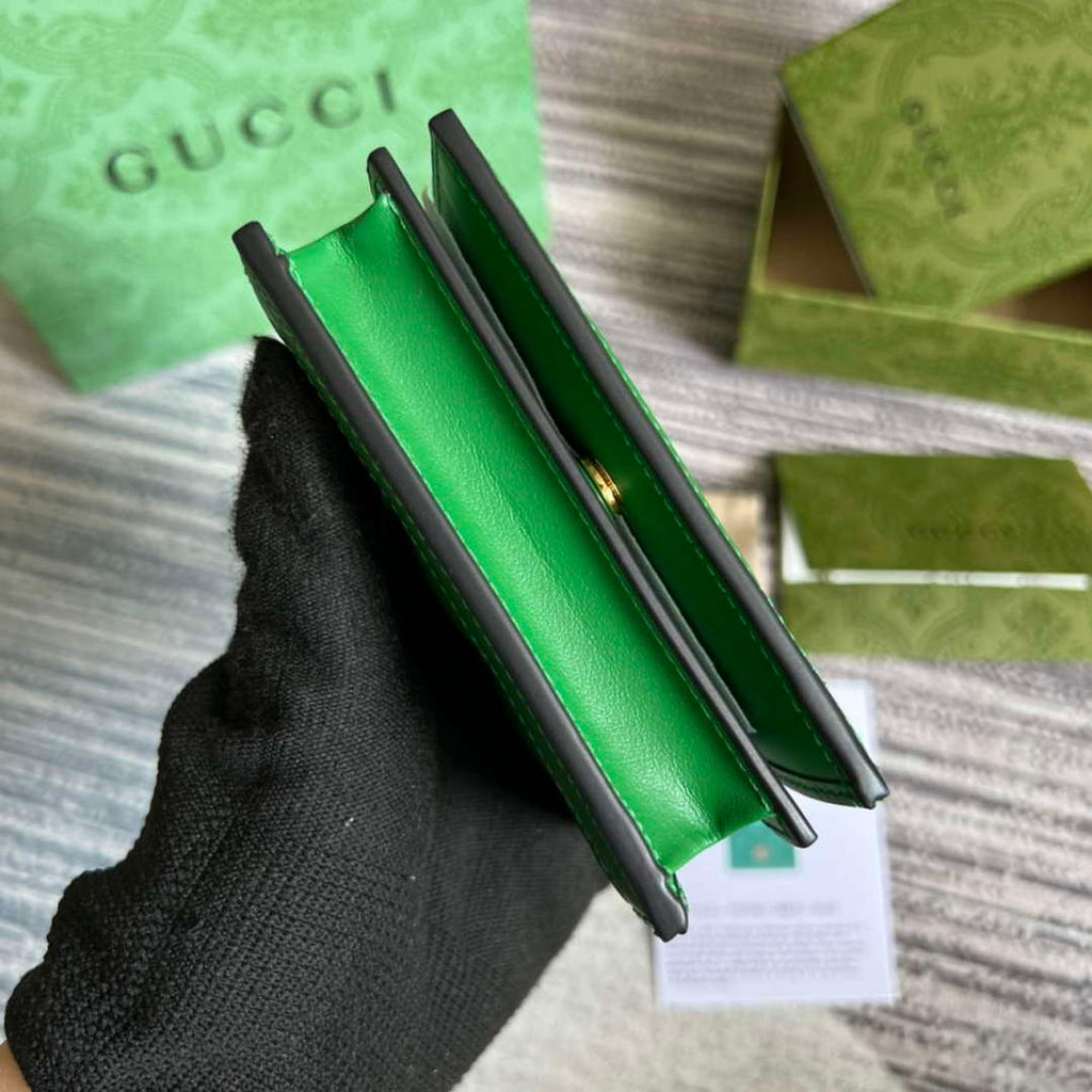 Gucci 723786 GG Matelass¨¦ Card Case Wallet Green