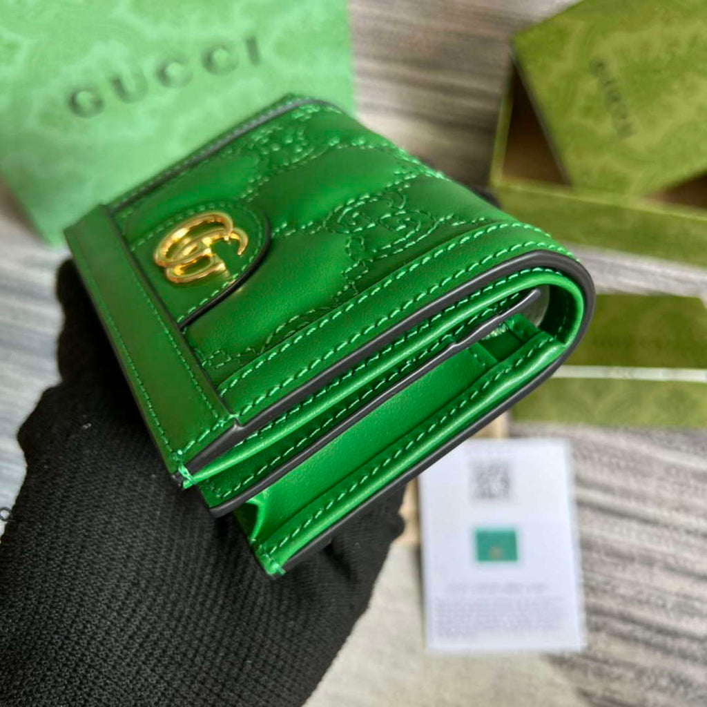 Gucci 723786 GG Matelass¨¦ Card Case Wallet Green