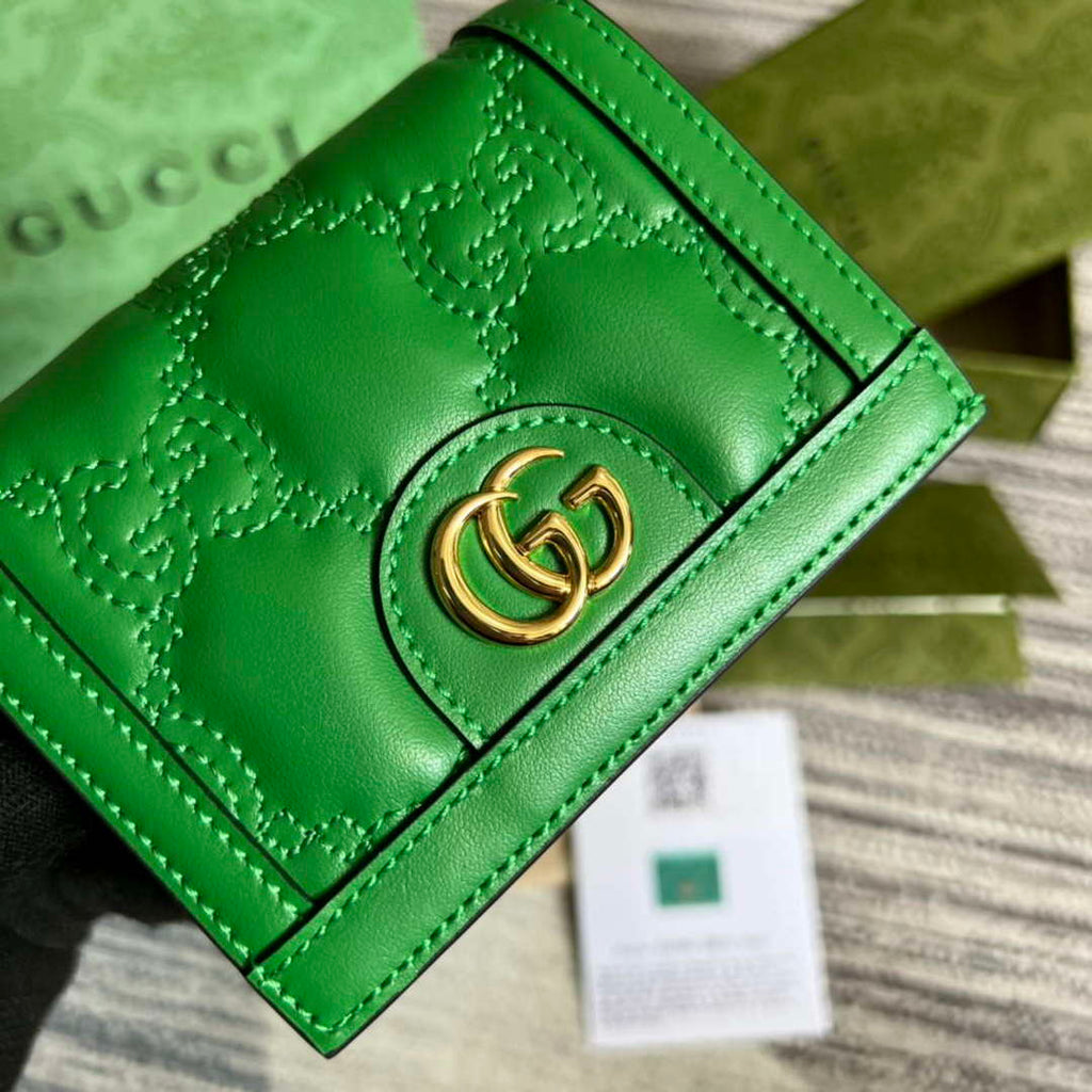 Gucci 723786 GG Matelass¨¦ Card Case Wallet Green