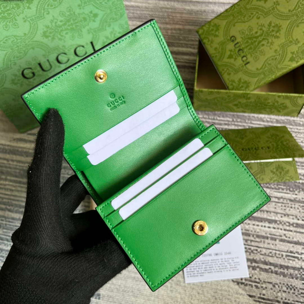 Gucci 723786 GG Matelass¨¦ Card Case Wallet Green