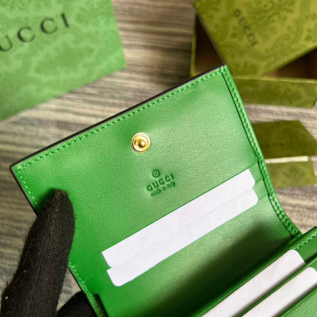 Gucci 723786 GG Matelass¨¦ Card Case Wallet Green