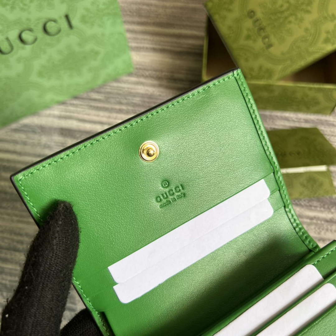 Gucci 723786 GG Matelass¨¦ Card Case Wallet Green