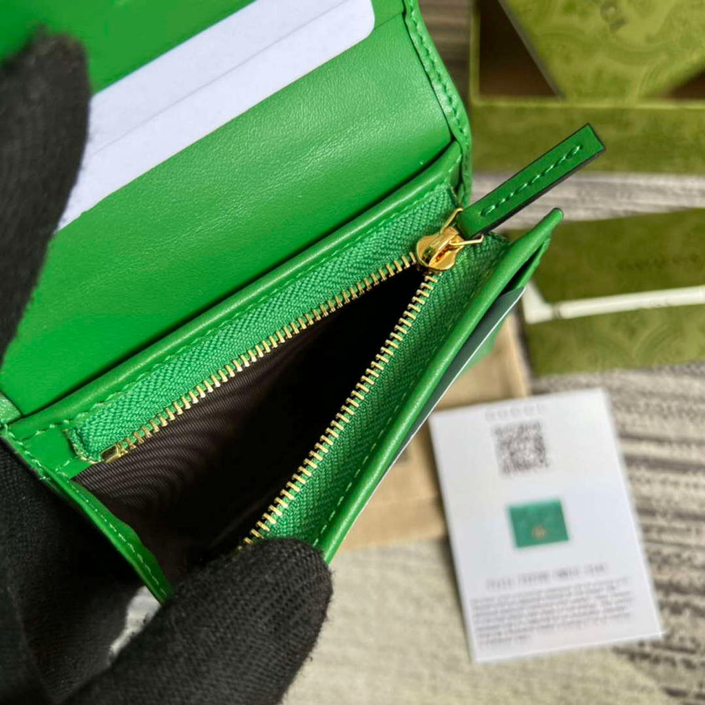 Gucci 723786 GG Matelass¨¦ Card Case Wallet Green