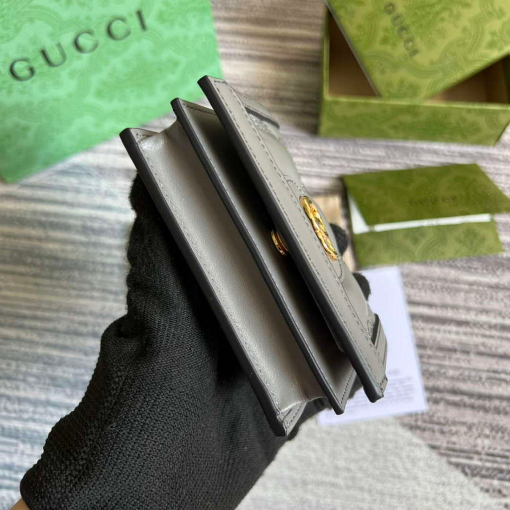 Gucci 723786 GG Matelass¨¦ Card Case Wallet Grey