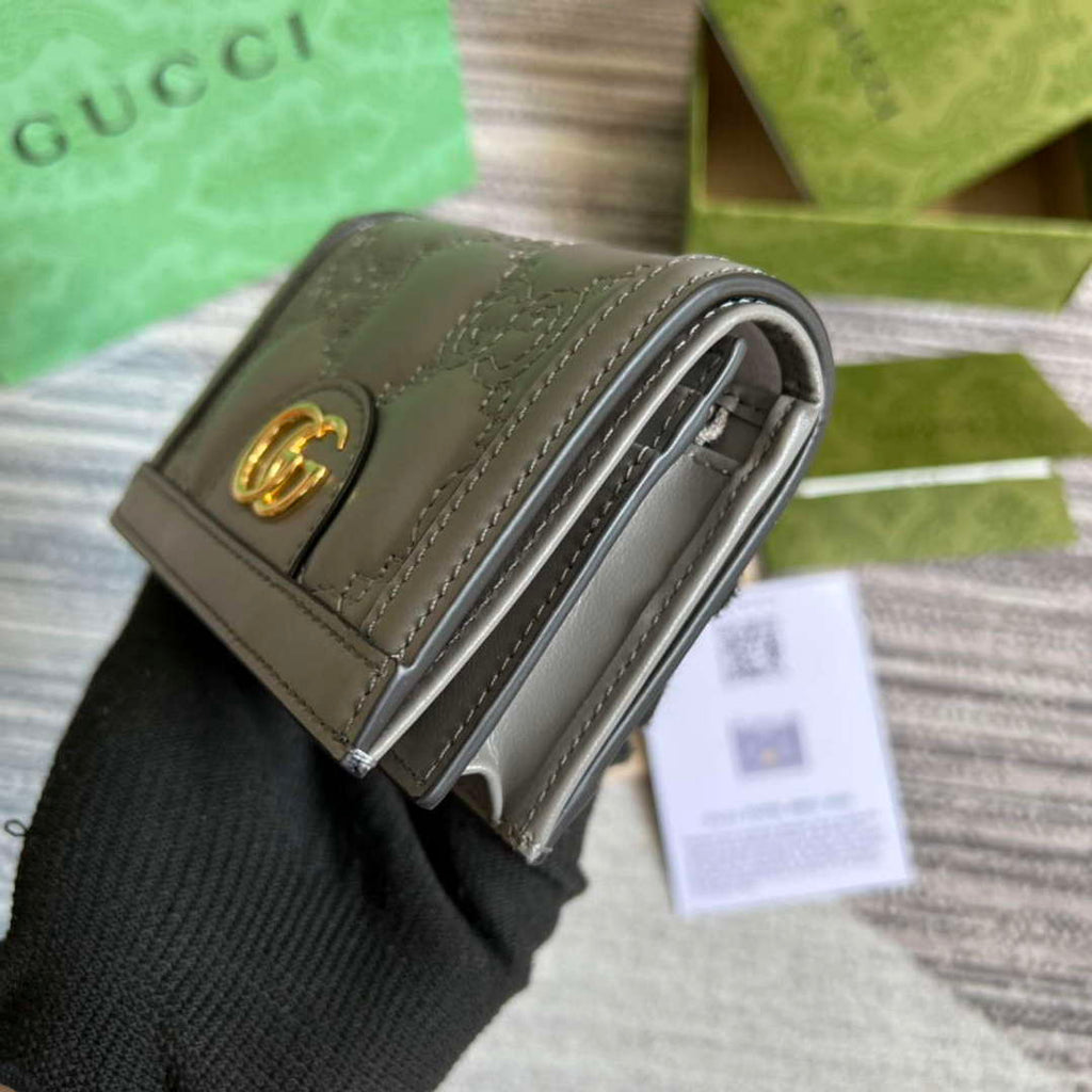Gucci 723786 GG Matelass¨¦ Card Case Wallet Grey