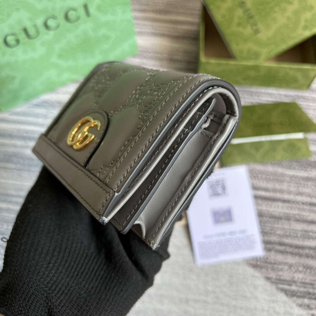 Gucci 723786 GG Matelass¨¦ Card Case Wallet Grey