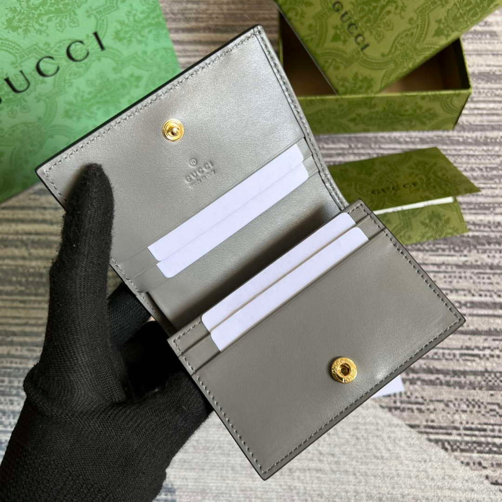 Gucci 723786 GG Matelass¨¦ Card Case Wallet Grey