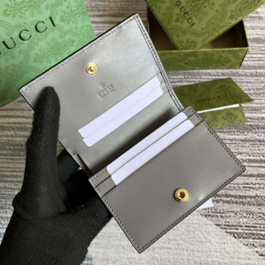 Gucci 723786 GG Matelass¨¦ Card Case Wallet Grey