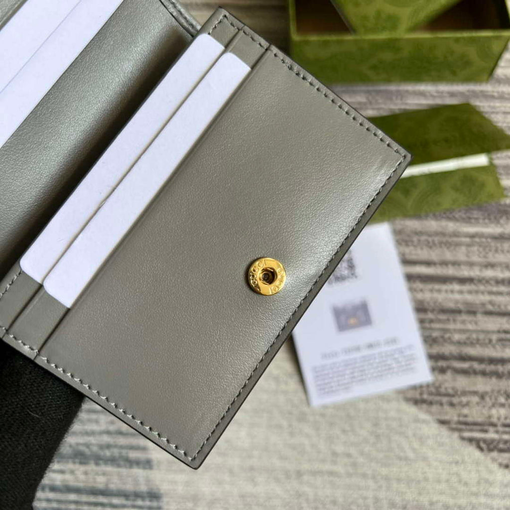 Gucci 723786 GG Matelass¨¦ Card Case Wallet Grey