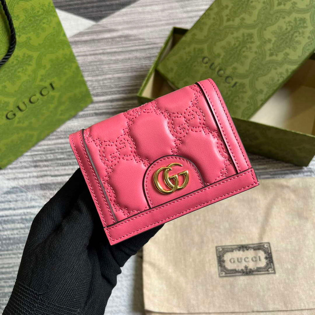 Gucci 723786 GG Matelass¨¦ Card Case Wallet Rose pink