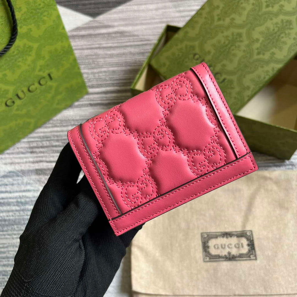Gucci 723786 GG Matelass¨¦ Card Case Wallet Rose pink