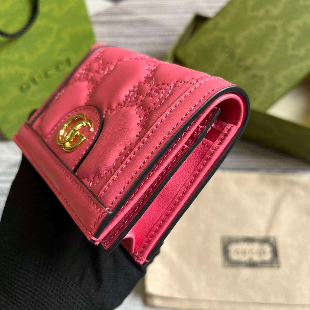 Gucci 723786 GG Matelass¨¦ Card Case Wallet Rose pink