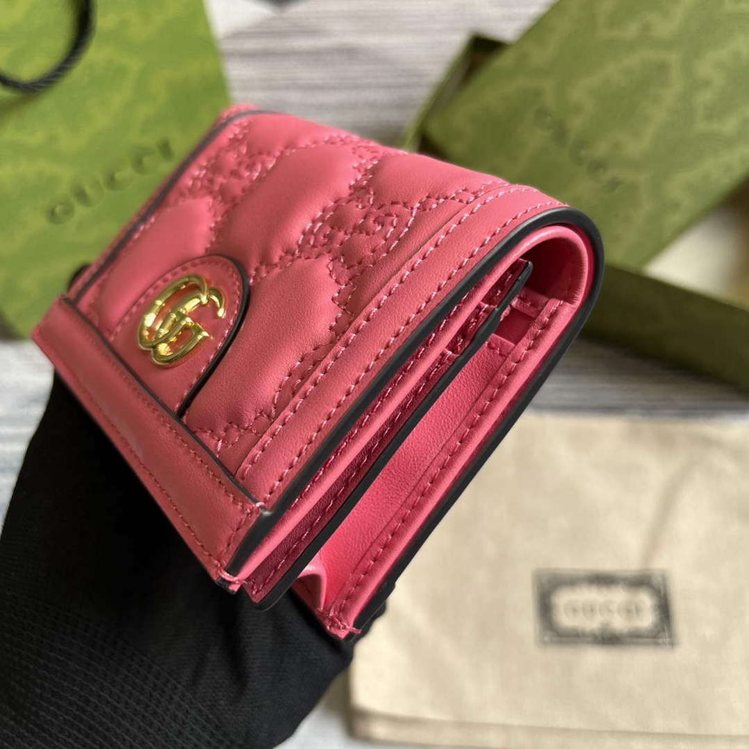 Gucci 723786 GG Matelass¨¦ Card Case Wallet Rose pink