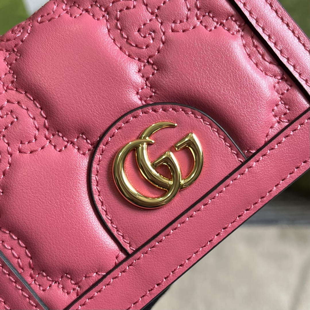 Gucci 723786 GG Matelass¨¦ Card Case Wallet Rose pink