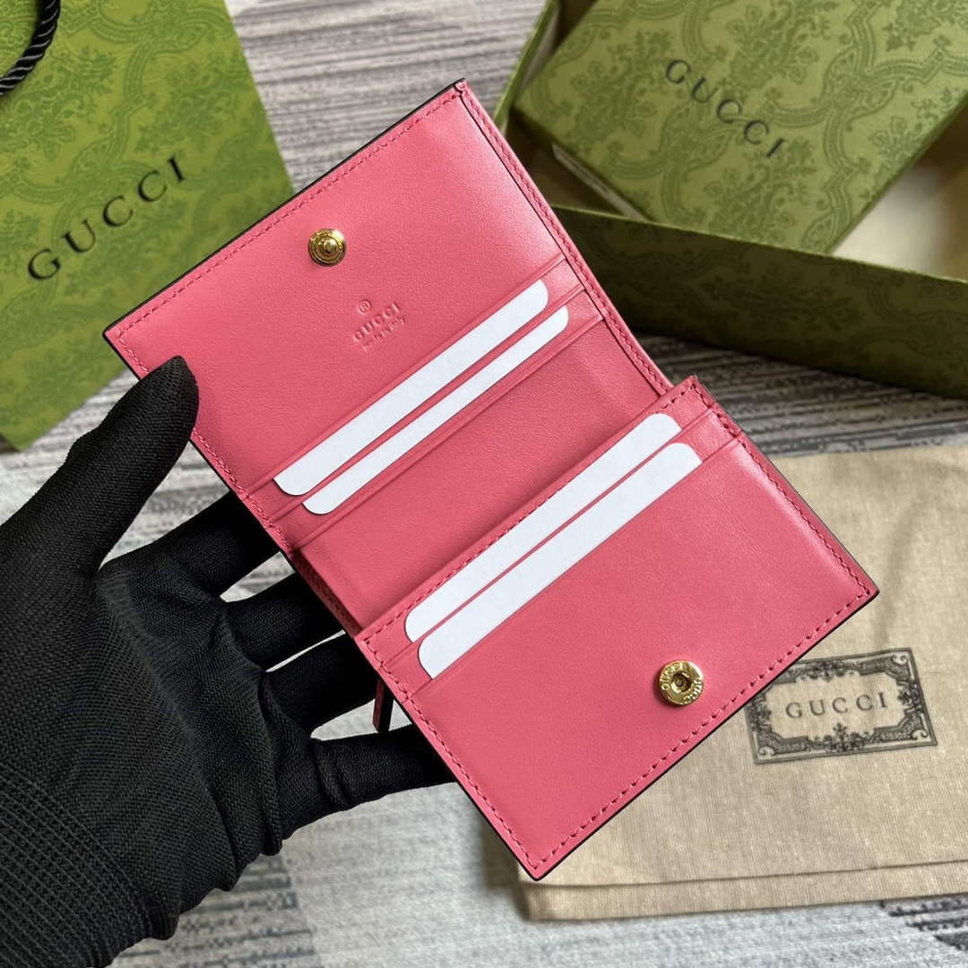 Gucci 723786 GG Matelass¨¦ Card Case Wallet Rose pink