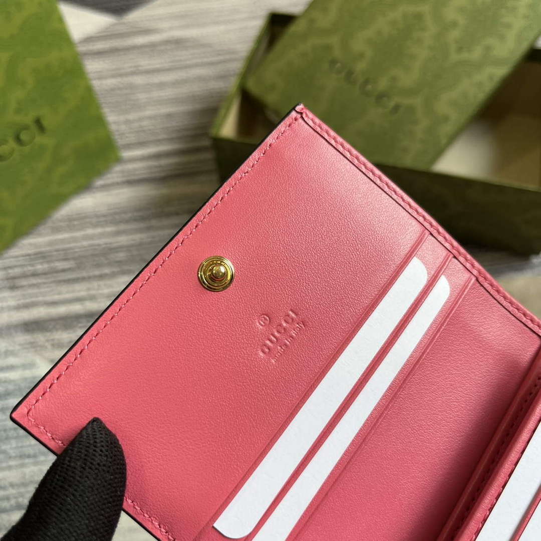 Gucci 723786 GG Matelass¨¦ Card Case Wallet Rose pink