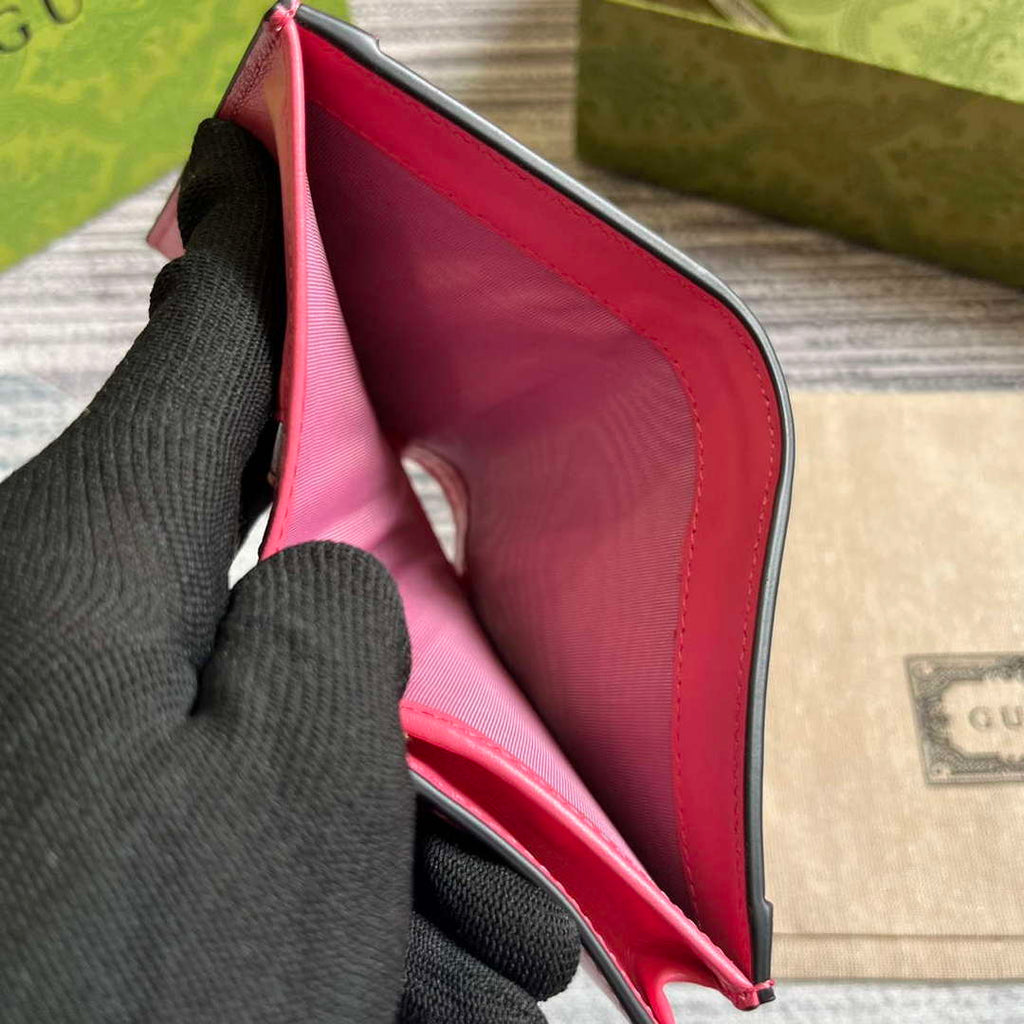 Gucci 723786 GG Matelass¨¦ Card Case Wallet Rose pink