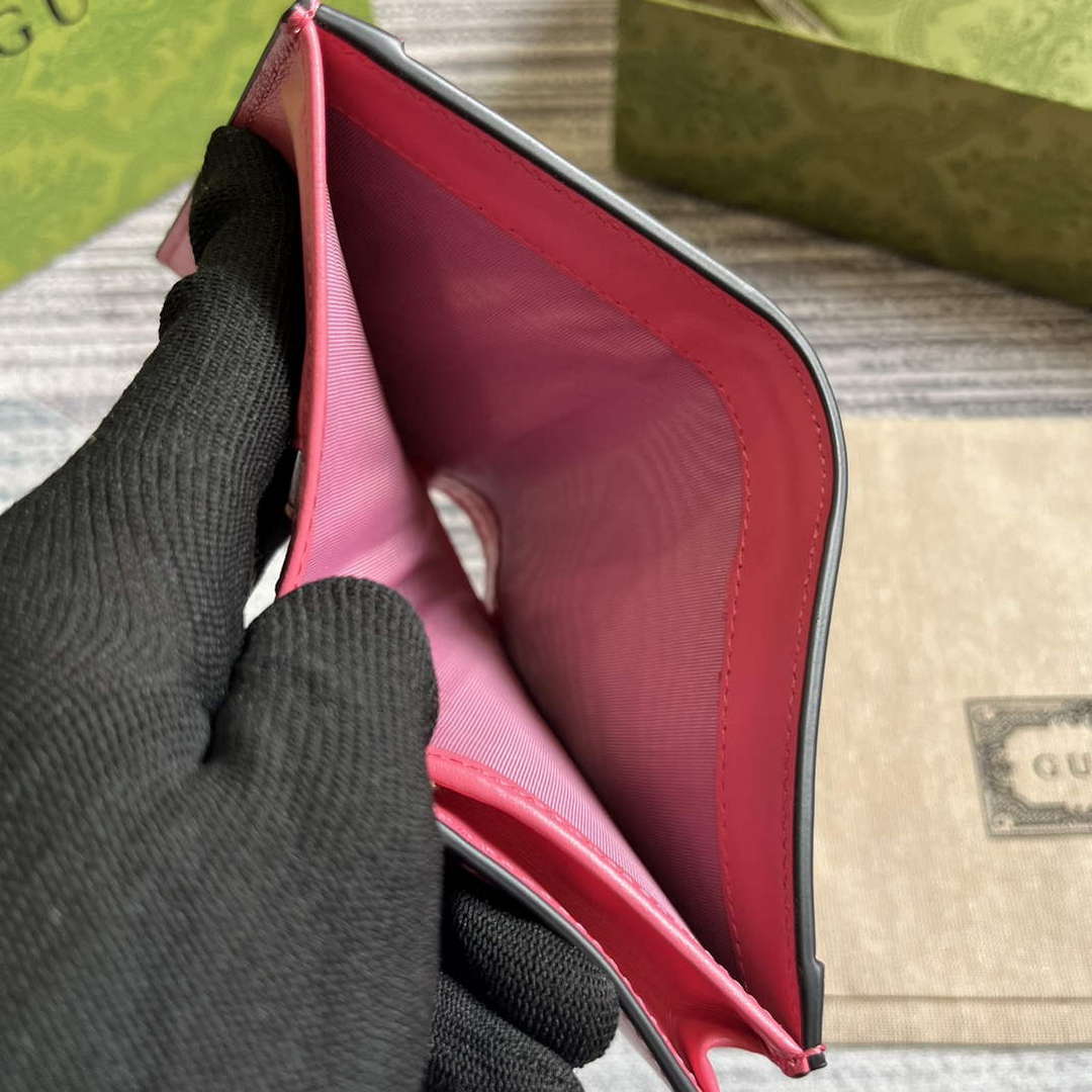 Gucci 723786 GG Matelass¨¦ Card Case Wallet Rose pink