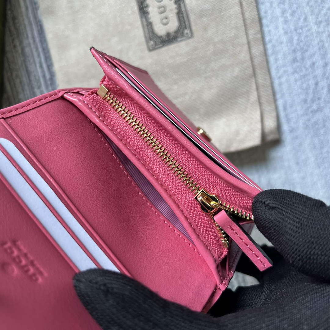 Gucci 723786 GG Matelass¨¦ Card Case Wallet Rose pink