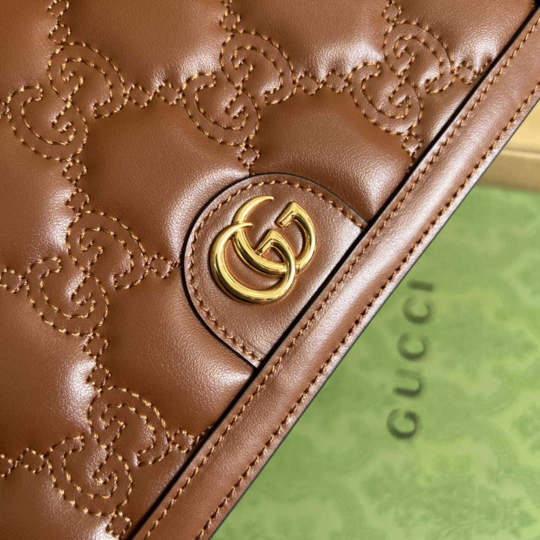 Gucci 723787 GG Matelass¨¦ Chain Wallet Brown