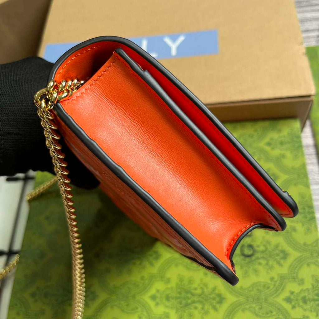 Gucci 723787 GG Matelass¨¦ Chain Wallet Orange