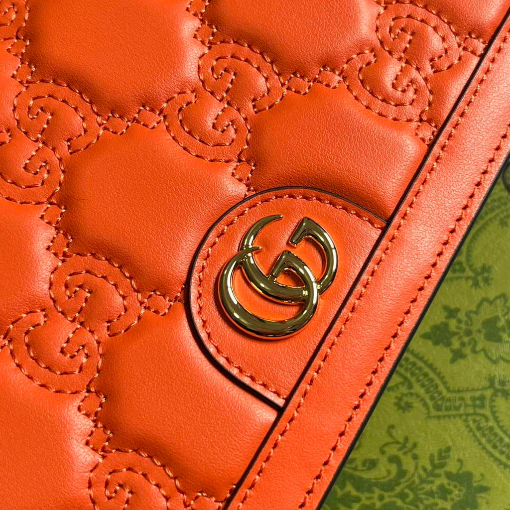 Gucci 723787 GG Matelass¨¦ Chain Wallet Orange
