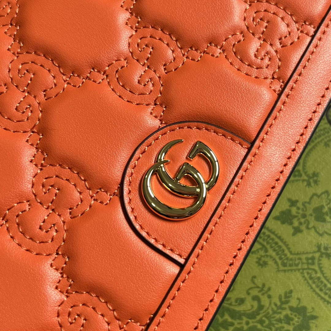 Gucci 723787 GG Matelass¨¦ Chain Wallet Orange