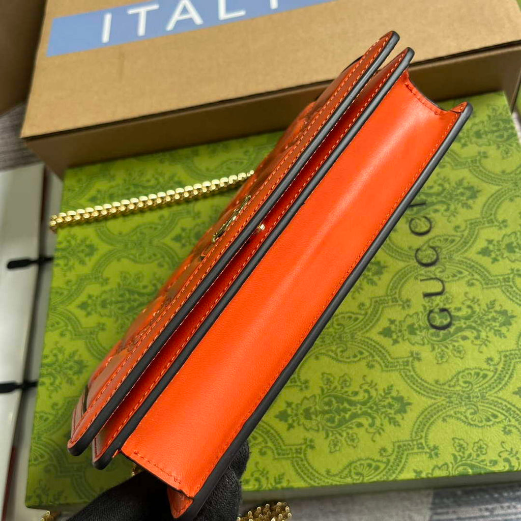 Gucci 723787 GG Matelass¨¦ Chain Wallet Orange