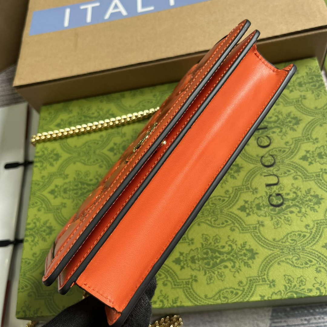 Gucci 723787 GG Matelass¨¦ Chain Wallet Orange