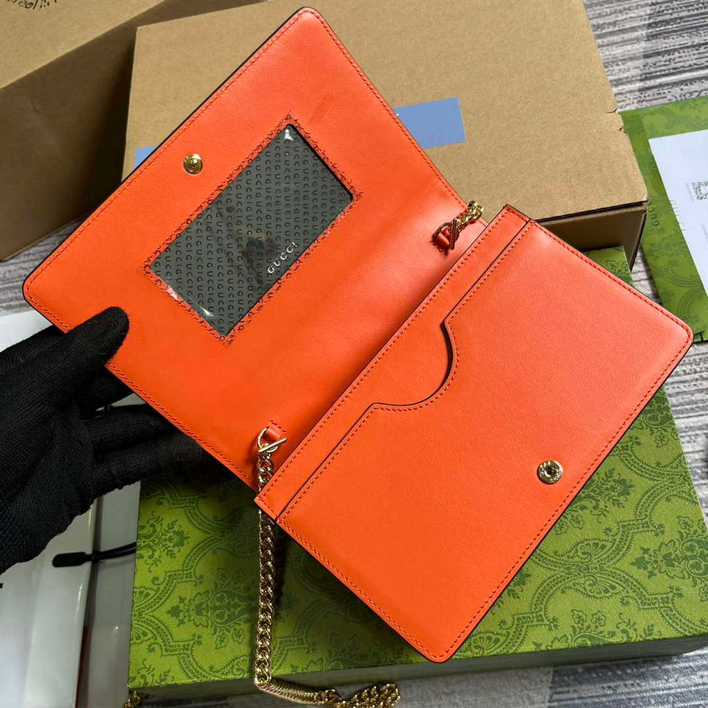 Gucci 723787 GG Matelass¨¦ Chain Wallet Orange