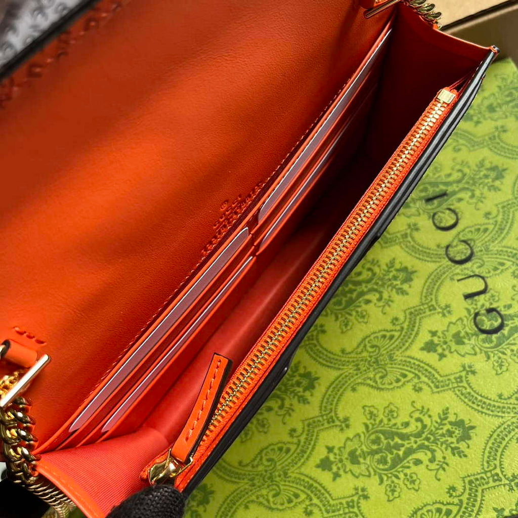 Gucci 723787 GG Matelass¨¦ Chain Wallet Orange