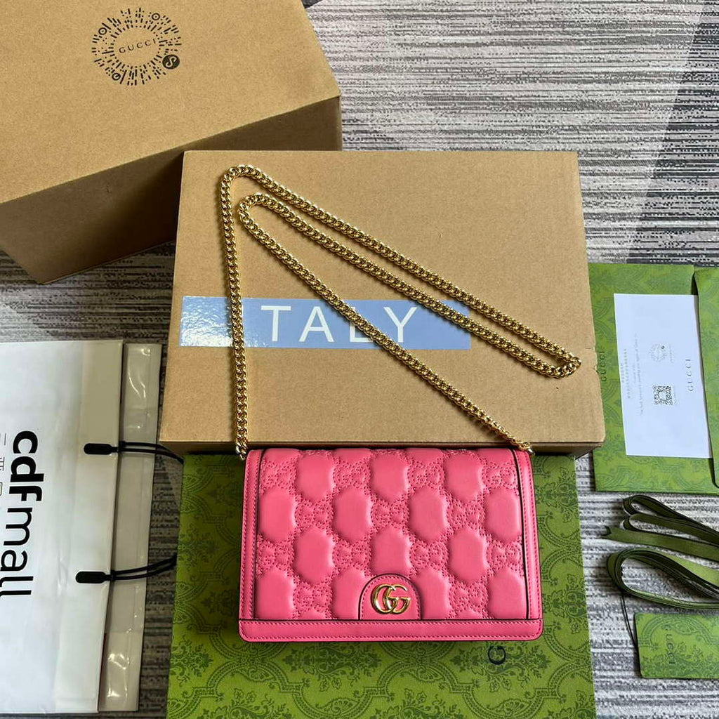 Gucci 723787 GG Matelass¨¦ Chain Wallet Rose pink