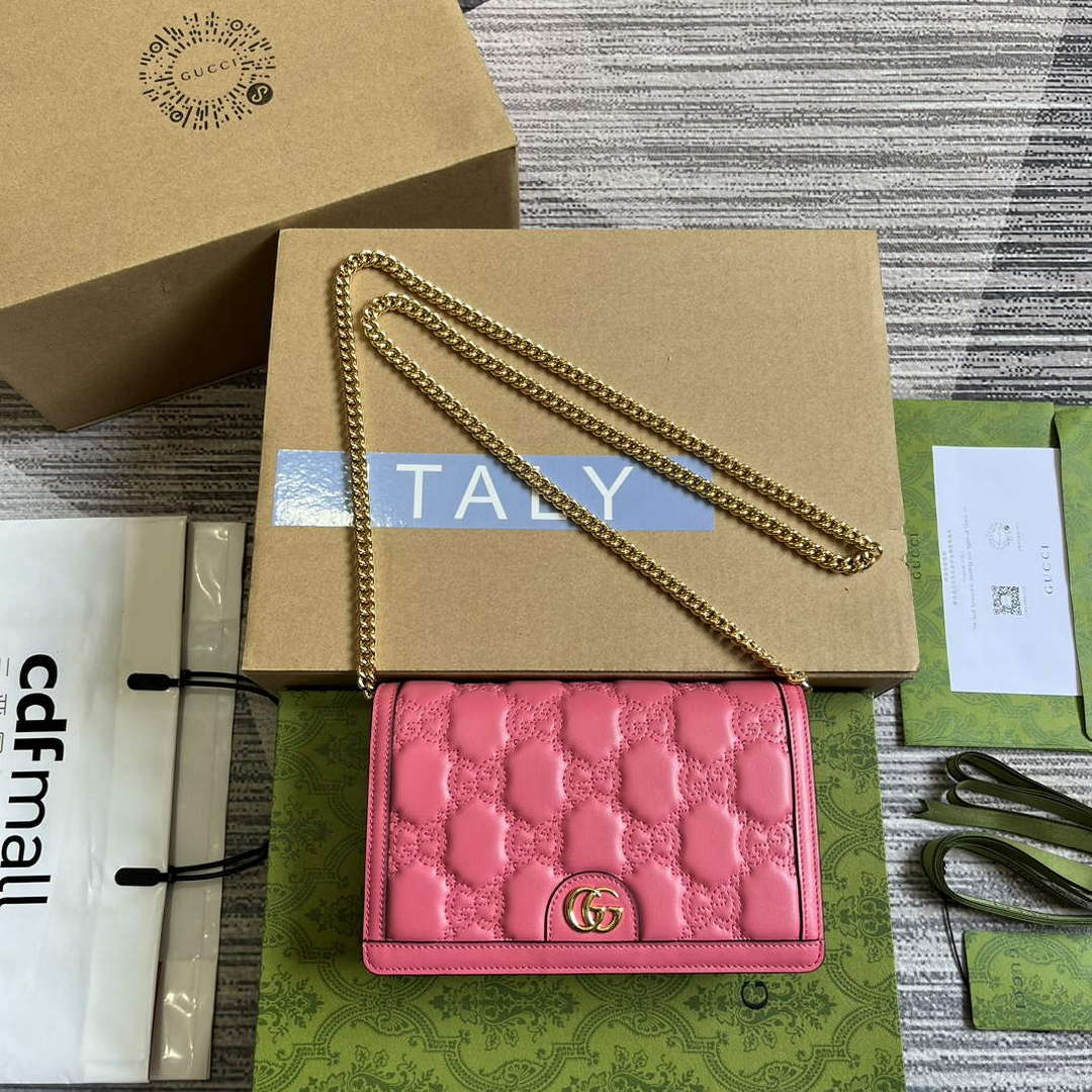 Gucci 723787 GG Matelass¨¦ Chain Wallet Rose pink