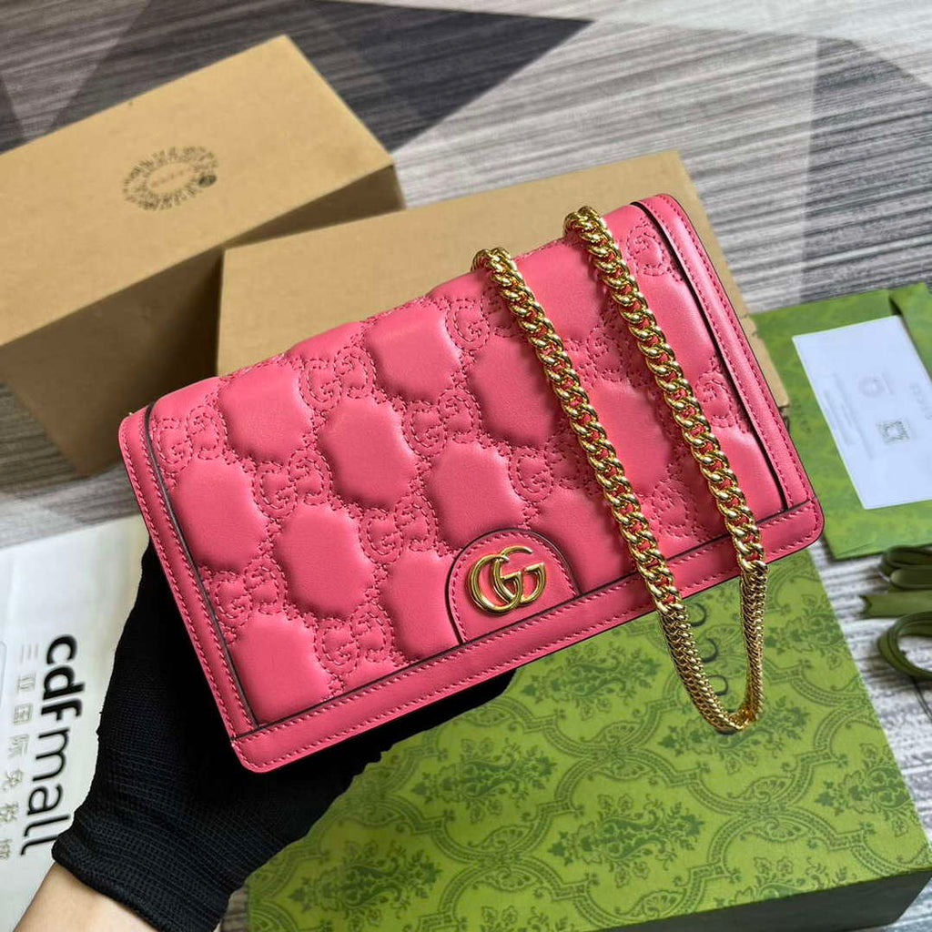 Gucci 723787 GG Matelass¨¦ Chain Wallet Rose pink