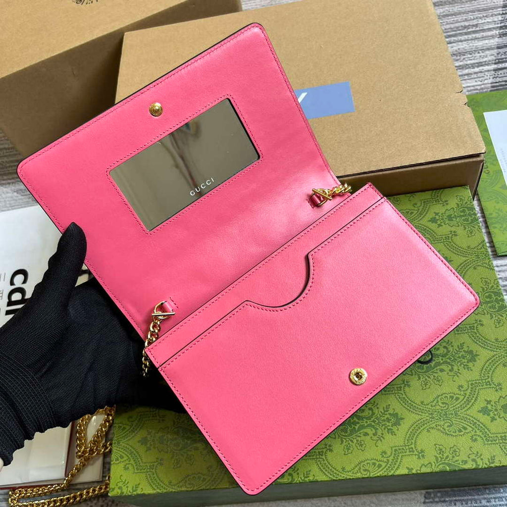 Gucci 723787 GG Matelass¨¦ Chain Wallet Rose pink