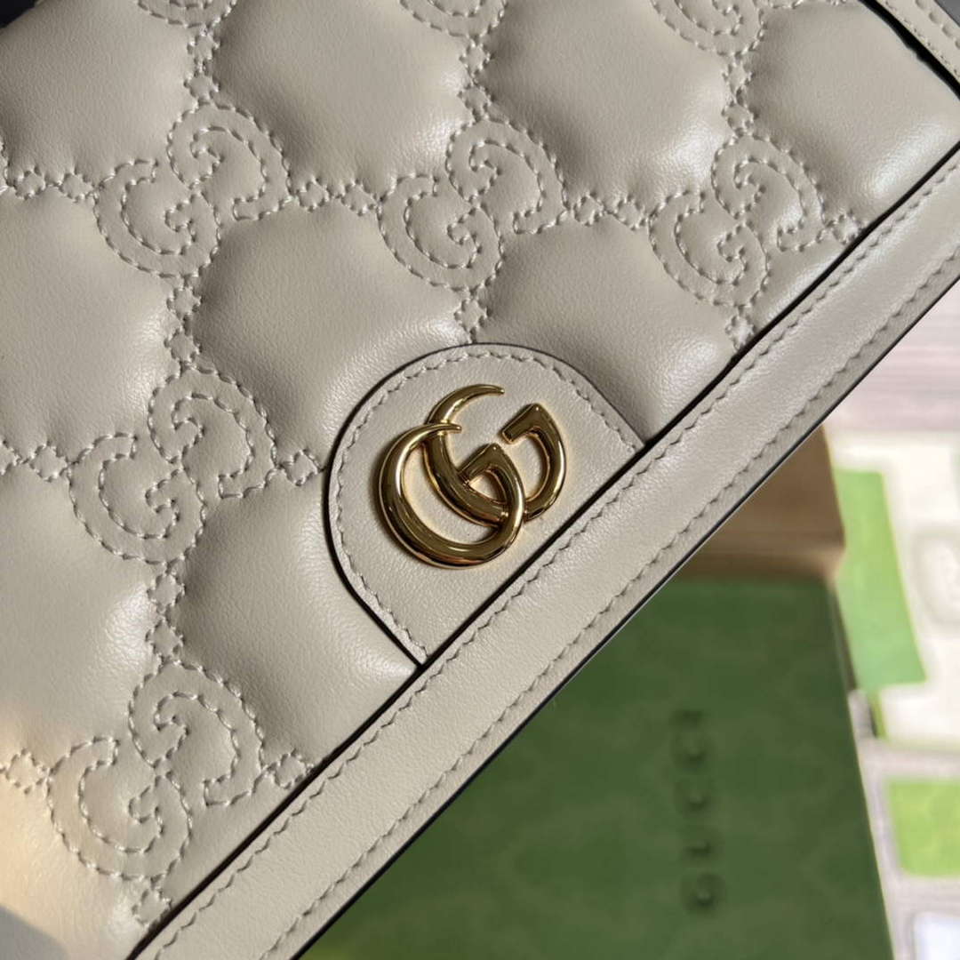 Gucci 723787 GG Matelass¨¦ Chain Wallet White