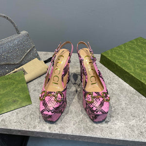 Gucci 723837 Women's python print high heel pump G66745 - 35 - View 1