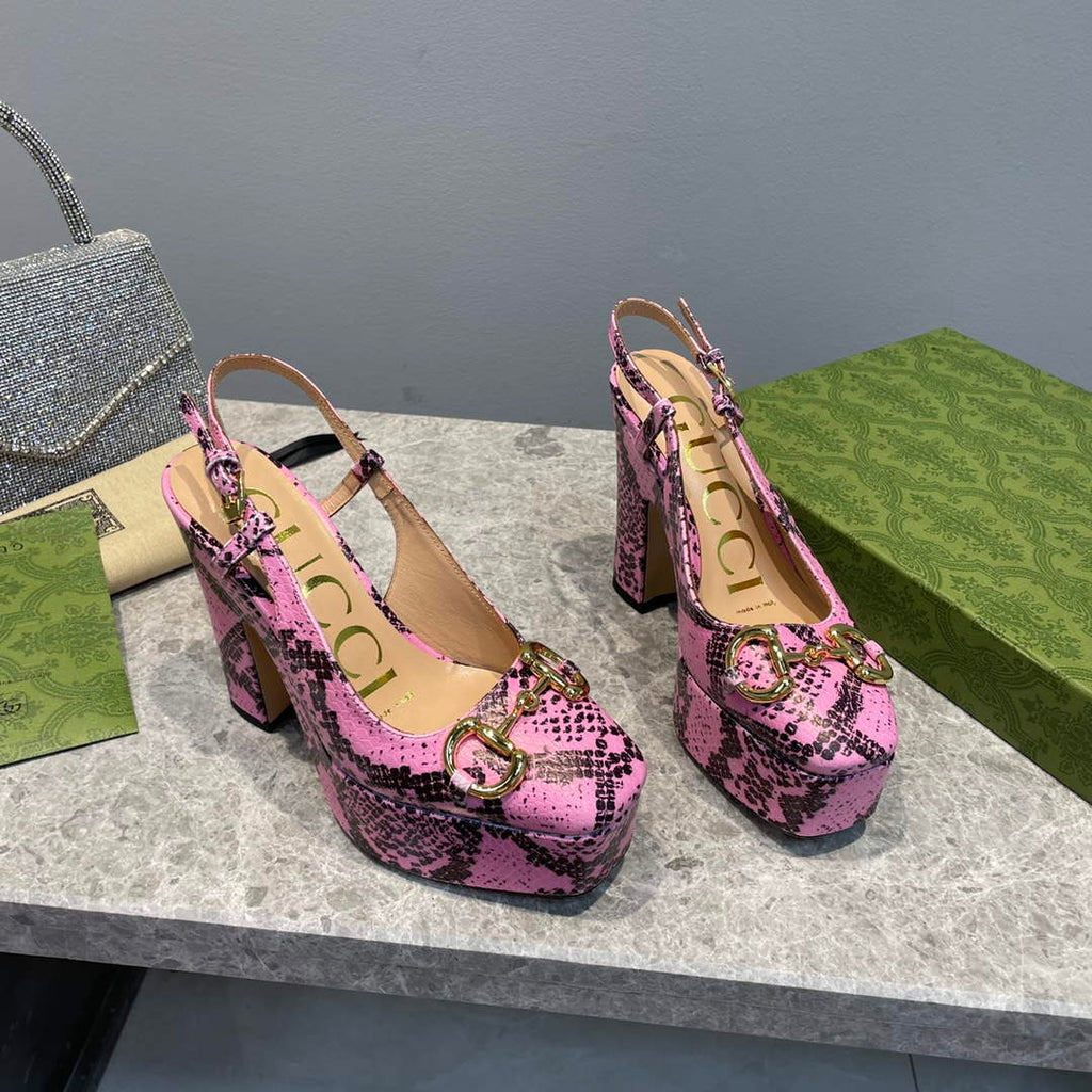 Gucci 723837 Women's python print high heel pump G66745