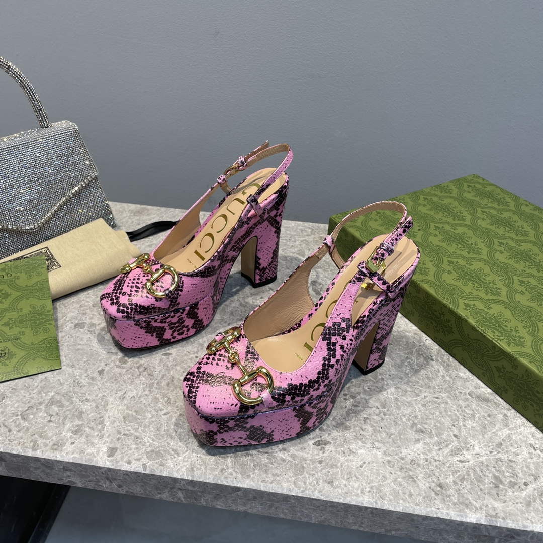 Gucci 723837 Women's python print high heel pump G66745 - 35 - View 3