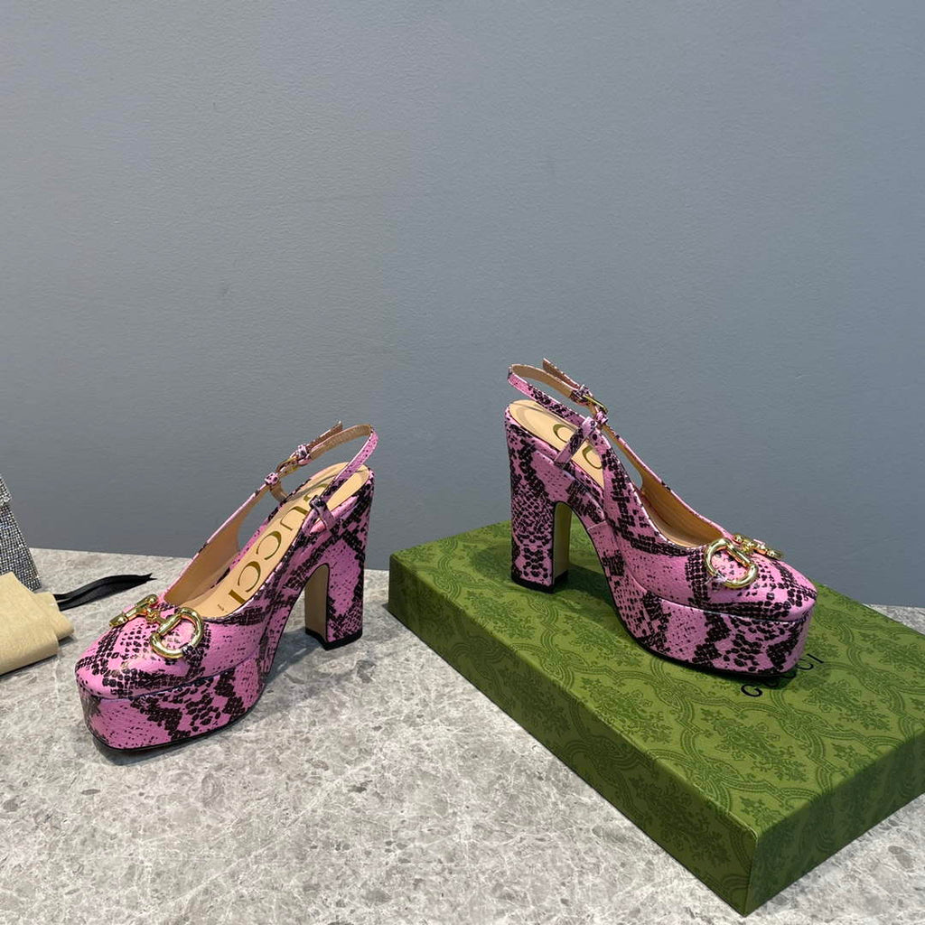 Gucci 723837 Women's python print high heel pump G66745