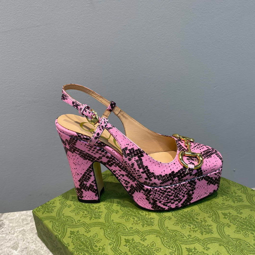 Gucci 723837 Women's python print high heel pump G66745
