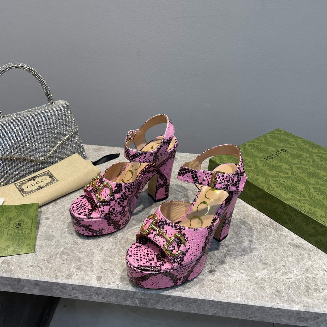 Gucci 723838 Women's python print high heel pump G66752 - 35 - View 3