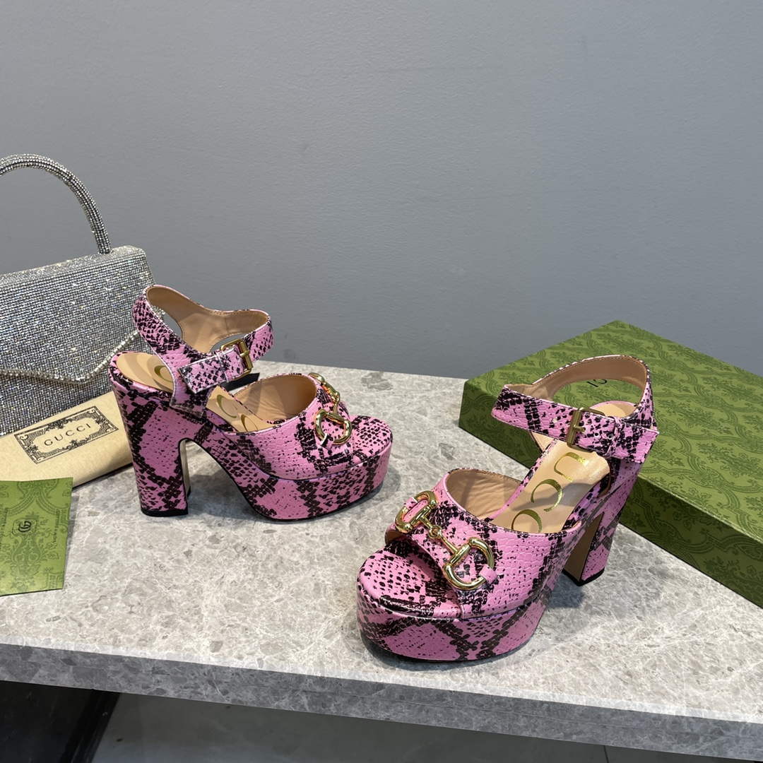 Gucci 723838 Women's python print high heel pump G66752 - 35 - View 5
