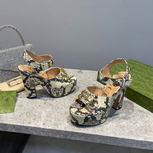 Gucci 723838 Women's python print high heel pump G66753 - 35 - View 5