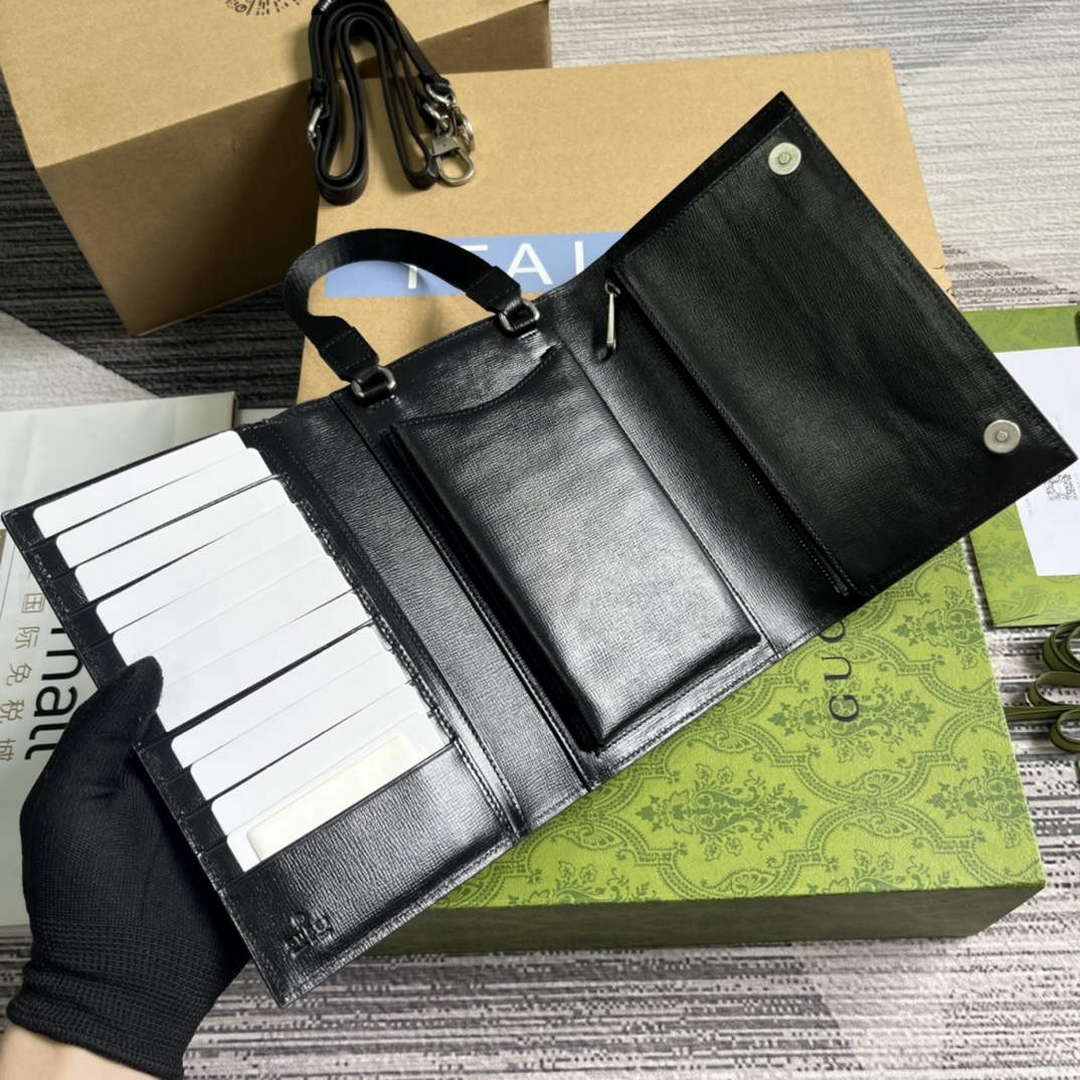 Gucci 724358 GG Top Handle Wallet Black