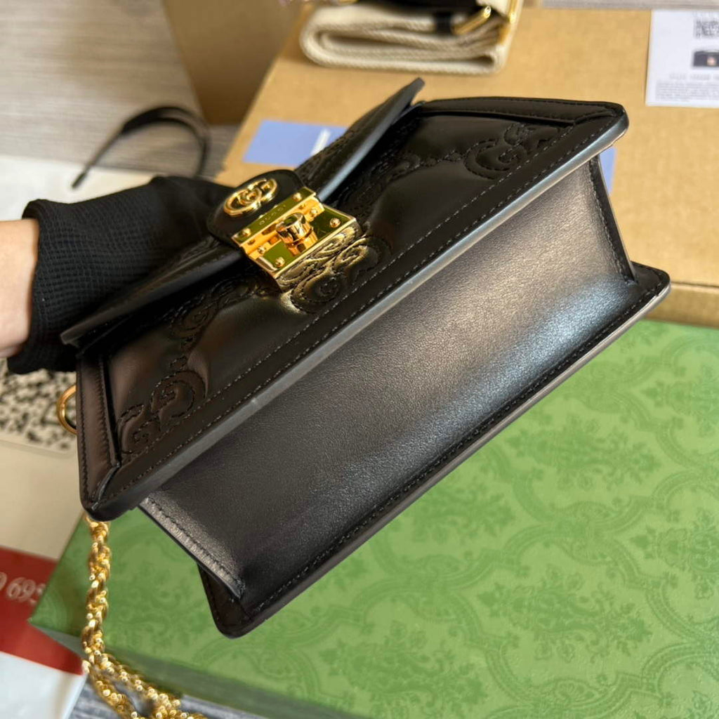 Gucci 724499 GG Matelass¨¦ Small Top Handle Bag Black